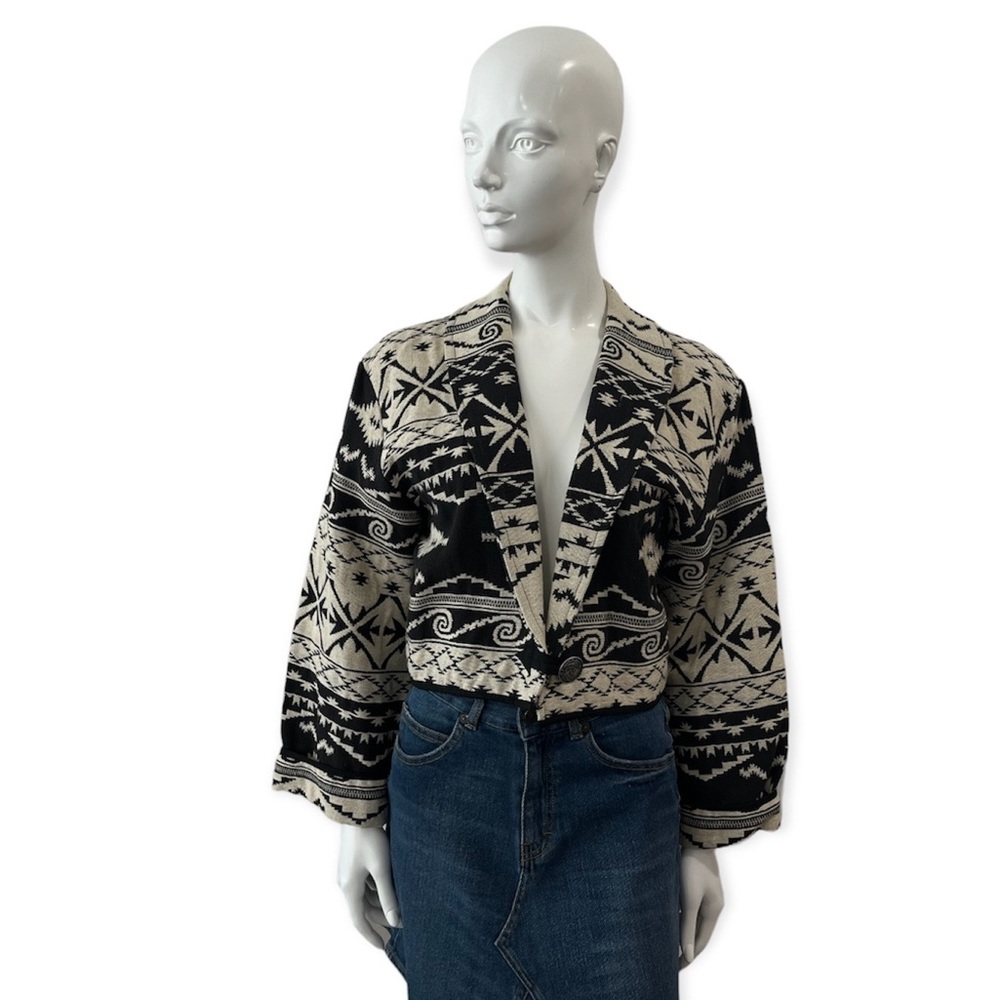 Vintage Flashback Cotton Tapestry Southwestern Cropped Jacket